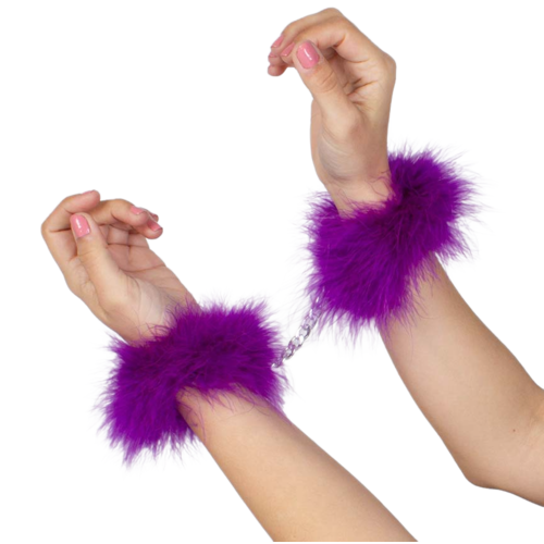 Lila feather handcuffs