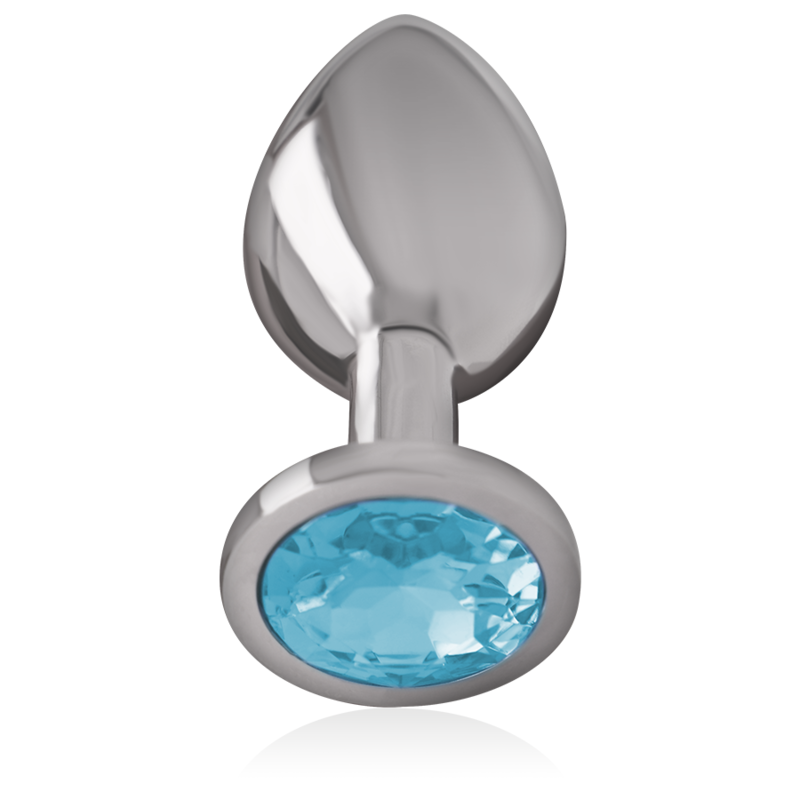 Alu anal plug blue glass M 